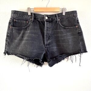Agolde Parker Black High Waisted Cut Off Denim Shorts Frayed Hem size 32